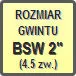 Piktogram - Rozmiar gwintu: BSW 2" (4.5zw.)